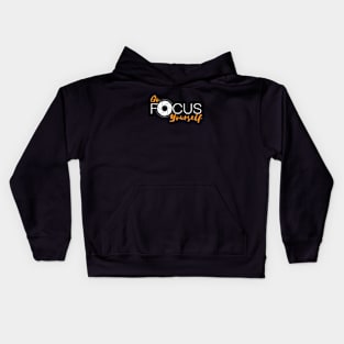 Go Focus Yourself - white and orange lens Kids Hoodie